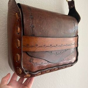 70s Boho Leather Purse / Shoulder Bag